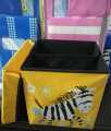 Kids Storage Ottoman Folding Seat Chest Cube Footstool Small Bench Foot Rest Stool Cartoon Character Unicorn-Yellow. 