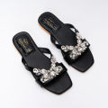 Stylish Trendy Unique Slides Having Crystal Stone Strips on the top For women. 