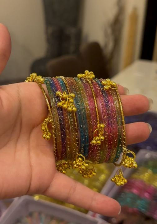 Traditional Kashmiri Rainbow Bangles – Bright Color Bangles Set for Girls