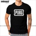 Black PUBG Printed Short Sleeves Summer Tshirts For Men. 
