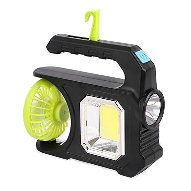 RD Rechargeable Camping Light with Solar Charger, Multifunctional Handheld Lamp Flashlight with Fan Emergency Light Multi Lighting Modes Work Lamp (Multicolour)