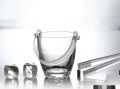 Glass Ice Bucket with Transparent Plastic Tong. 
