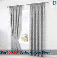 Jacquard Curtain Pair, Lined Tape Top Jacquard Curtains - Spring Garden Silver Grey - 2 Pieces Window Curtain with Tie Back Pair. 