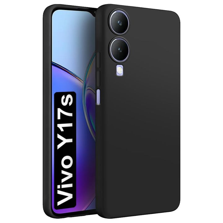 Vivo Y17S Back Cover Soft Silicone Matte Finish Protective Case Black