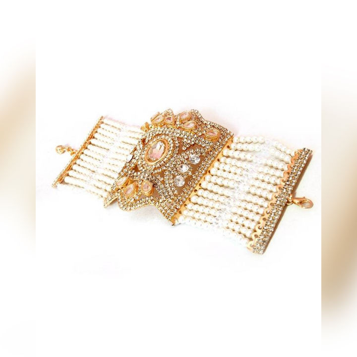 Gold Plated Kundan Bridal Bracelet With Gift Box For Women