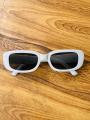 Trendy White Frame Rectangular Sunglasses – Unisex UV Protection. 