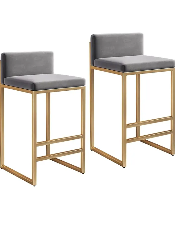 DECOR%2038101%20Classic%20Bar%20Stool%20/%20Breakfast%20Stool%20/%20High%20Stool%20Barstools%20Counter%20Height,%20Modern%20Bar%20Stool%20Kitchen%20Breakfast%20Chair%20with%20Grey%20Cushion%20and%20Metal%20Legs%20-%20Golden%20-%20Image%203