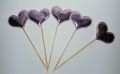 Pack of 5  Cake Topper (Purple HEART Shape Toppers - Sweets Picker). 