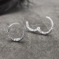 Vintage 925 Sterling Silver Hoop Earrings Pattern Earring For Women Silver Jewelry Korea New. 