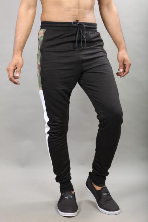 Black Cotton Side Stripe Trouser For Men