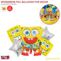 Sponge Bob Set of 5 Pcs Metallic Foil Balloons, SpongeBob Square Pants Birthday Theme Reusable Balloon, Birthday Parties Decoration, Party Supplies, Kids Cartoon Theme Pack, Cartoon Ballons Decor Set, Boy Birthday Ideas, SpongeBob SquarePants, Nickelodeon. 