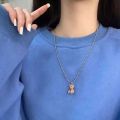 Korean Fashion Cute Teddy Bear Pendant Necklace For Women Girls Jewelry. 