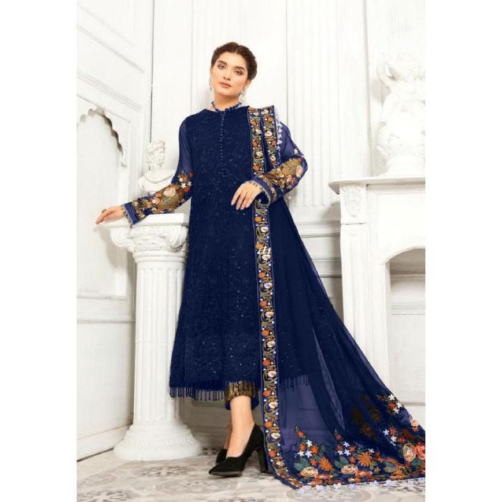 CHIFFON EMBROIDERED UNSTITCHED PARTY DRESS Daraz.pk