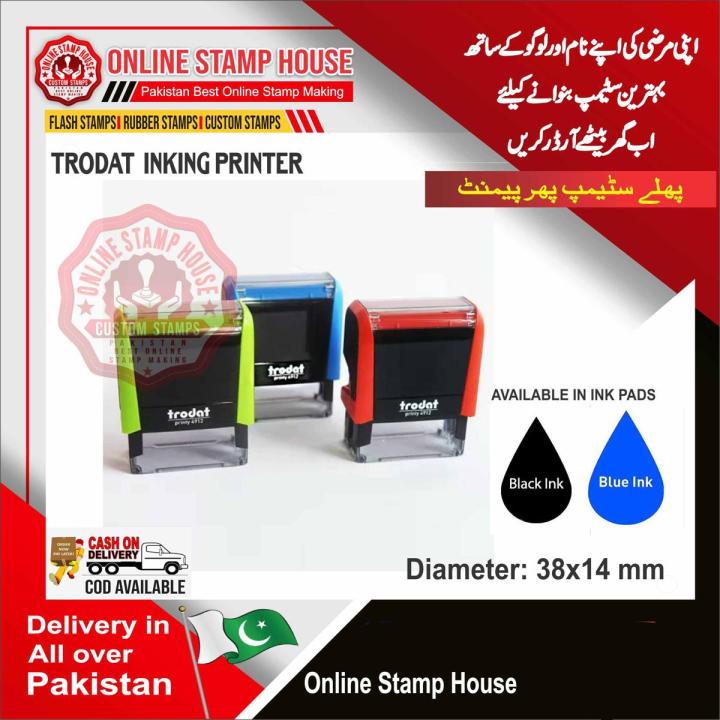 Trodat 4912 Self inking Custom Rubber Stamp Using for paper and card with blue or black ink