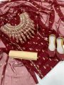 Girl's Dream Fashion New Handmade Dress For Women Chiffon Fully Embroided Mirror Work Shirt Embroided Duppata Massori Silk Trouser Matching Khusa 6..11 (Girl's Dream Fashion). 