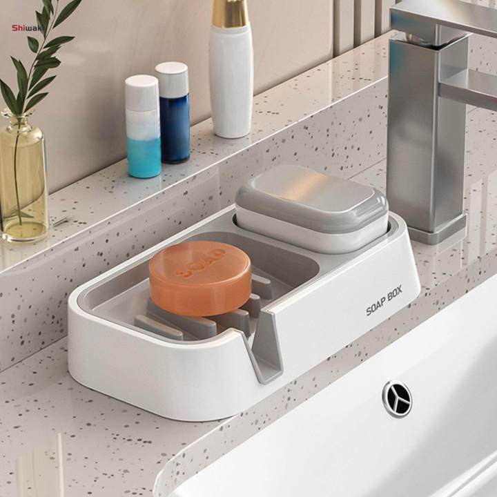 Bathroom Soap Dish Decorative Rustproof with Spong Holder Soap Tray Rack