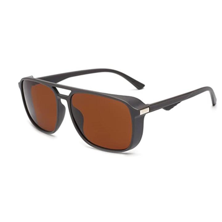 Sunglasses Square Frame with Side Retro Frame in Brown Color For Man & Woman