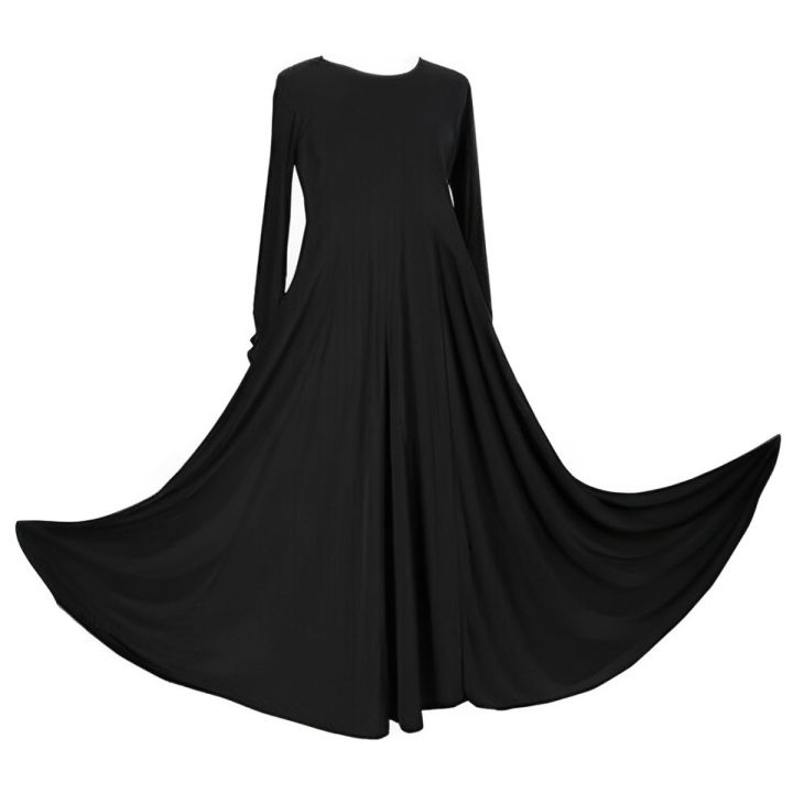 Umbrella Style Full-Flare Abaya – Deep Black Nida Fabric for Women and Girls