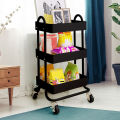 3 Tier Metal Rolling Cart, Heavy Duty Storage Utility Cart Little Organization Cart with Handle and Locking Wheels,Multifunctional Storage Shelves for Office Kitchen Bedroom Bathroom,Turquoise. 