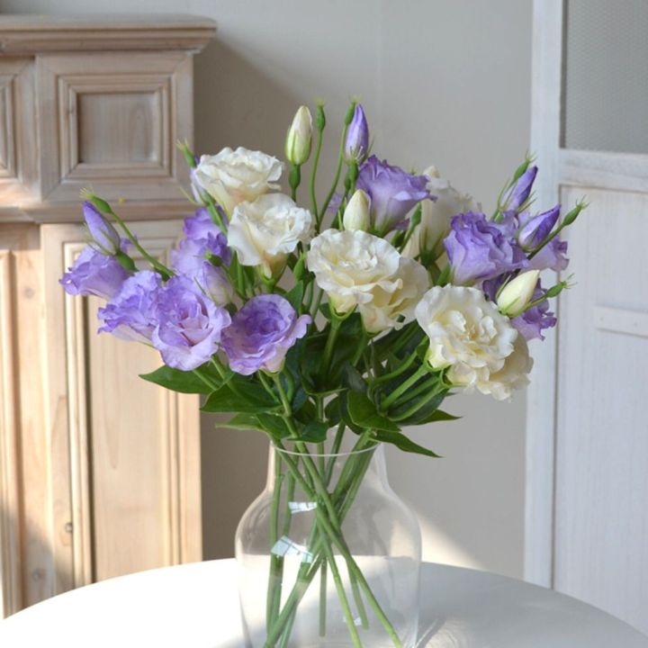 Real Touch Artificial Lisianthus Flowers Lifelike Bridal Bouquet Eustoma Flower Party Supplies Elegant Artificial Bouquet