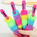 Rainbow Fur Pen Multi Color 6-in-1 Pen Fuzzy Pom Pom Pens Colorful Kawaii Stationery Best Stationery Gift For Girls. 