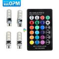 4 Pieces- CAR PARKING LIGHT (MULTICOLOR BY REMOTE)RGB T10 W5W Led Car Clearance Lights SMD RGB T10 LED 194 168 Bulb Remote Width Interior Lighting Source Car Styling. 