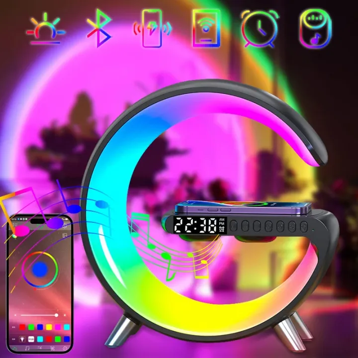 "G%20Lamp%20LED%20Bedside%20Table%20Lamp%20with%20Alarm%20Clock,%20Bluetooth%20Speaker,%20and%20Wireless%20Charger%20-%20Smart%20Home%20Decor%20and%20Music%20Lamp%20-%20Image%205