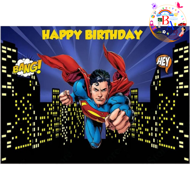 Superman Fancy Backdrop Superman Theme Fancy Panaflex Superman Birthday Party Banner Code 14