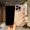 FELMYST Casing Case For Infinix Tecno Pova 3 Luxury Plating Cute Love Heart Wrist Chain Bracelet Girl Mobile Phone Case Women Lanyard Electroplated Casing Candy Full Cover Camera Protect Bumper Back Softcase Cover. 