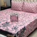 Bedsheet King Size Bed 3-Pcs Set (Cotton Fabric) Export Quality. 