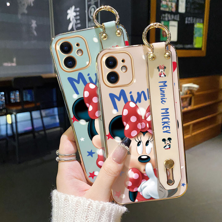 YIWESAN%20For%20Infinix%20Hot%209%20Play%20Case%20With%20Wristband%20New%20Design%20Phone%20Case%20For%20Girl%20Women%20Thin%20Pattern%20Cartoon%20Minnie%20Shockproof%20Plating%20Silicone%20Casing%20Full%20Cover%20SoftCase%20Protection%20Cases%20-%20Image%204
