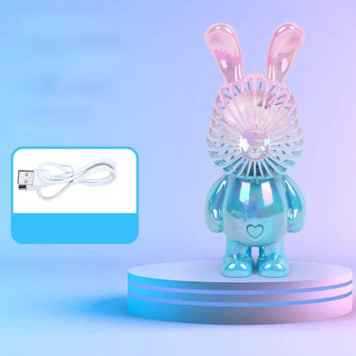 portable office student desktop outdoor summer girls kindergarten toys Gradual rabbit small fan creative USB handheld fan mini