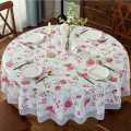 6 seater Table Cover PVC 64 inch Round Pastoral Style Dining Table Plastic Waterproof Oilproof Table Cover Floral Printed Lace Edge Anti Hot Coffee Tea Tablecloth. 