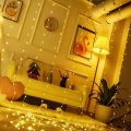 Window Curtain String Light 9.8 X 9.8Ft USB Fairy Lights Curtains with Remote Control 8 Modes Fairy Lights String for Kids Bedroom Party (Warm White) s. 