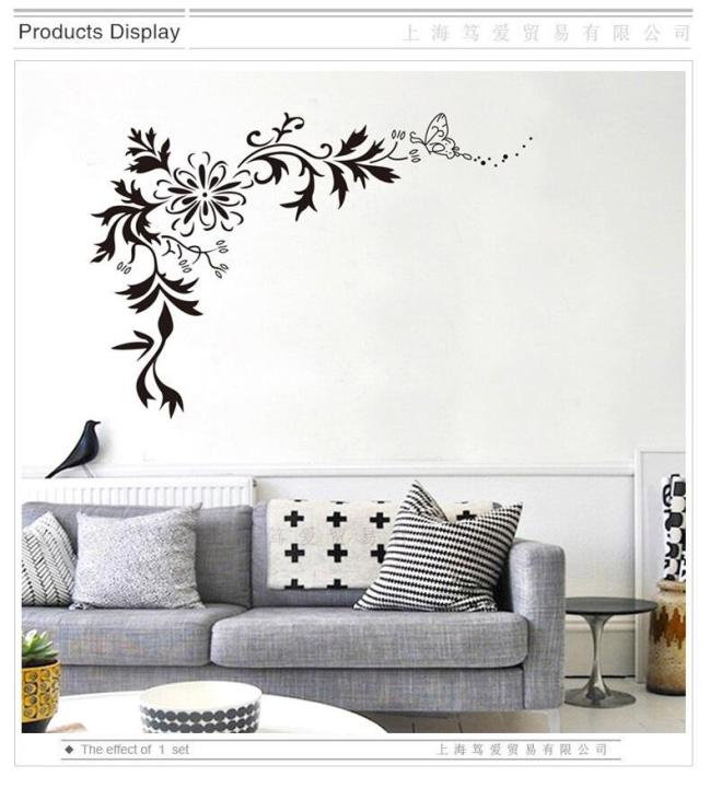 Black%20flower%20vine%20wall%20stickers%20Vinyl%20DIY%20Art%20wall%20decals%20For%20Living%20room%20Bedroom%20Background%20wall%20Home%20decor%20murals%20JM7032%20-%20Image%205