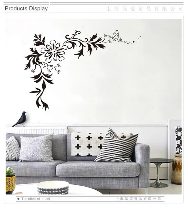 Black%20flower%20vine%20wall%20stickers%20Vinyl%20DIY%20Art%20wall%20decals%20For%20Living%20room%20Bedroom%20Background%20wall%20Home%20decor%20murals%20JM7032%20-%20Image%205