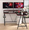 L-Shaped Desk with Shelf, Corner Computer Gaming Desk with Monitor Stand for Home Office and Gamer, Large PC Laptop Study Writing Table Workstation. 