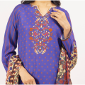 Maahru Unstitched Fabric for women and girls - 2 piece - Shirt and Dupatta - Purple Haze Suit. 
