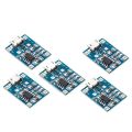 Pack of 5 TP 4056 Charging Module 1A 18650 Lithium Battery Charger Module Micro USB and Type C With Battery Protection BMS - 3.7V. 