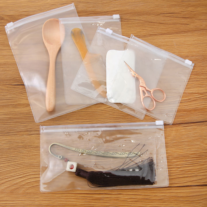 5-10pcs PVC White Frosted Plastic Jewelry Zip Lock Bags Thick Clear Earrings Packaging Storage Bags