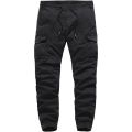 Men's Cargo Trousers In Black Color With Elastic Waist - Casual Smart Sports Pants For An Active And Stylish Lifestyle. 