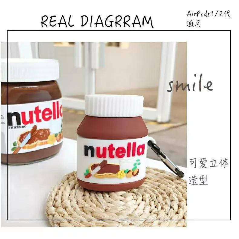 nutella cute little bottle Silica gel Fashion AirPods case 2021