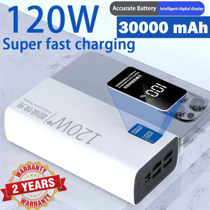 30000 mAh Remote Power Bank 120W Super Fast Charging