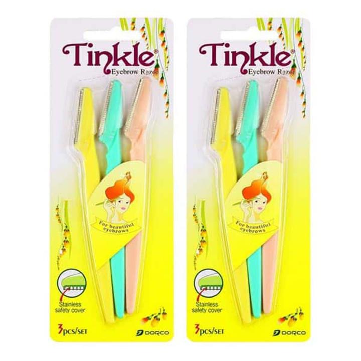 Tinkle eyebrow razor, tinkle razor, hair trimmer, facial hair shaver, multipurpose hair shaper, exfoliating face groomer, hair trimmer shaver and tough up tool, facial razor with safety cover, stainless steel eyebrow shaving knife non-stick