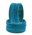 Sky Blue | 24 pieces/ 2 Dozen velvet glass bangles of all sizes ( do, sawa do , dhai ). 