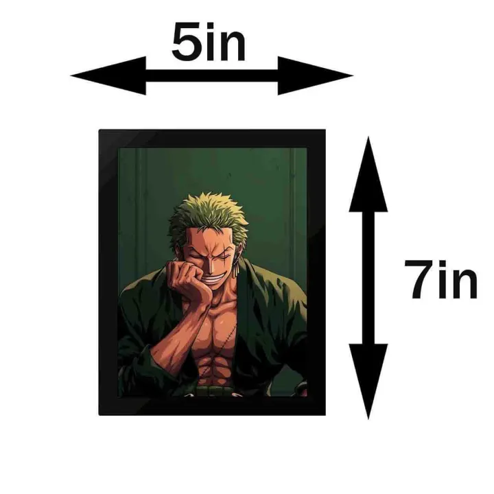 Anime Zoro Wall Art PVC Wooden Frame – Laminated Poster Self Adhesive ...
