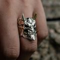 Vintage Mens Demon Anger Skull Ring Gothic Punk Skeleton Skull Rings for Men Hiphop Rock Biker Party Jewelry Halloween Gifts. 