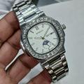 Watch for Men Stainless Steel Strap Quartz Watch Business and Luxury Style Gold with Diamond Dial and Calendar Multiple Colors. 