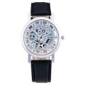 Men's Mechanical Skeleton Transparent Vintage Style Leather Wrist Watch for Man. 