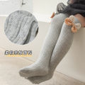 Girls socks spring and autumn two-color butterfly twist children's mid-calf socks solid color baby girl autumn long tube socks. 